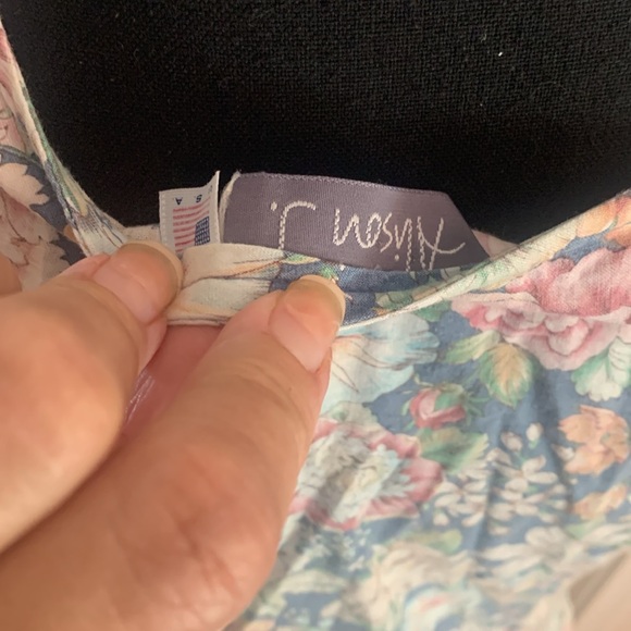 Vtg 80s 90s Alison J pastel button up front floral calico boho v waist dress S-m - Picture 5 of 5